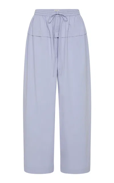 St Agni St. Agni Relaxed Cotton-blend Peplum Pleat Pants In Light Blue