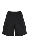 St Agni Relaxed Paper Taffeta Shorts In Black