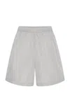 St Agni Relaxed Paper Taffeta Shorts In Silver