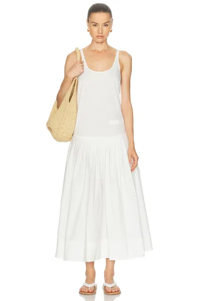 St Agni Relaxed Pleat Dress In Off White