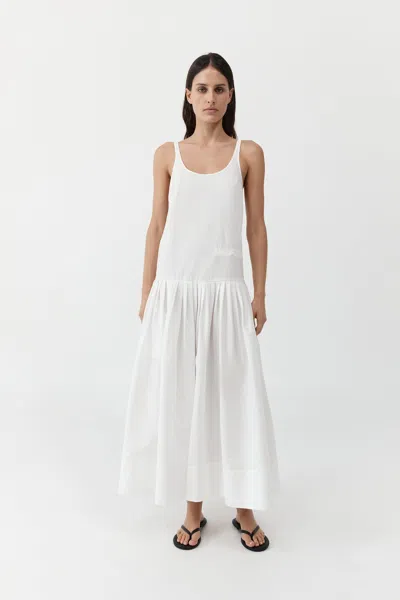St Agni Relaxed Pleat Dress In White