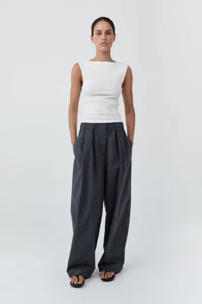 St Agni Relaxed Pleat Pants In Iron Glaze