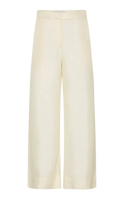 St Agni Relaxed Silk Twill Pants In White