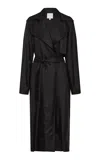 St Agni Relaxed Silk-twill Trench Coat In Black