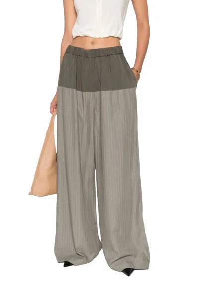 St Agni Relaxed Splice Pants In Khaki Pinstripe In Multi
