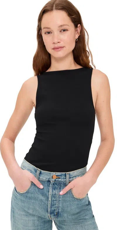 St Agni Rib Bateau Cut Out Top Black