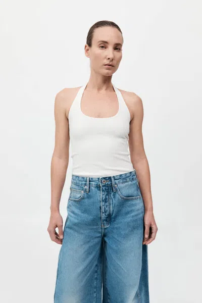 St Agni Rib Halter Top In White