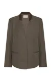 St Agni Ribbed-collar Wool-blend Blazer In Khaki
