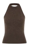 St Agni St. Agni Ribbed Halter Cashmere Top In Brown