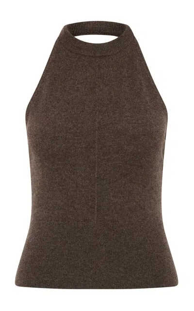 St Agni St. Agni Ribbed Halter Cashmere Top In Brown