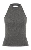St Agni St. Agni Ribbed Halter Cashmere Top In Gray