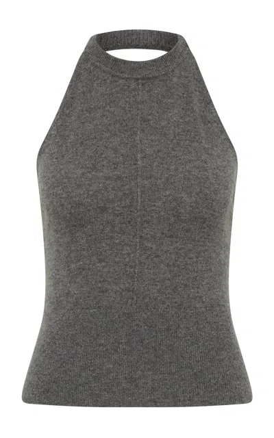 St Agni St. Agni Ribbed Halter Cashmere Top In Gray
