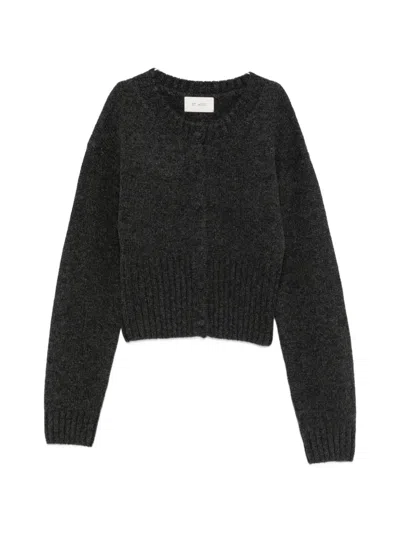 St Agni Ribbed-knit Cropped Cardigan In Gray