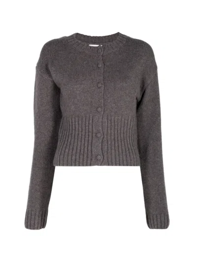 St Agni Ribbed-knit Wool Cardigan In Grey