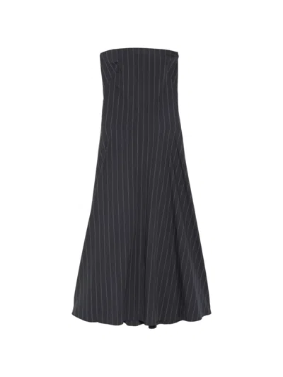 St Agni Rouleau Striped Maxi Dress In Black