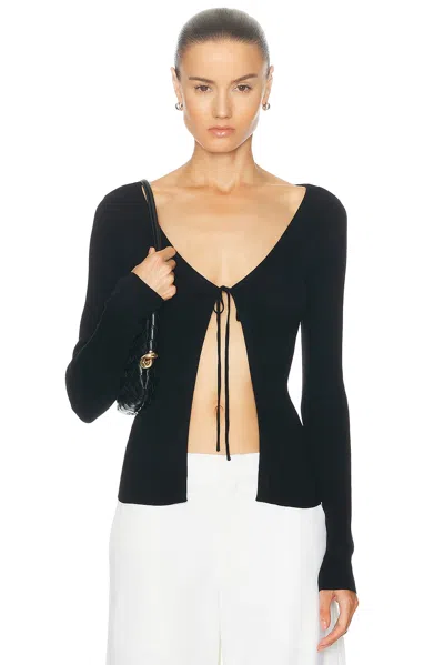 St Agni Rouleau Tie Reversible Knit Top In Black