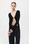 St Agni Rouleau Tie Reversible Knit Top In Black