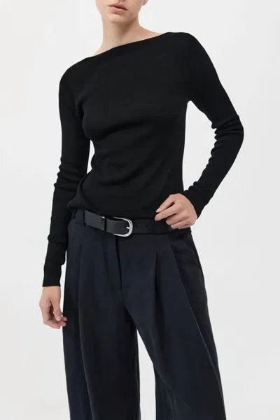 St Agni Rouleau Tie Reversible Knit Top In Black