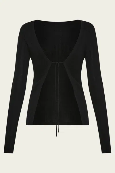 St Agni Rouleau Tie Reversible Knit Top In Black
