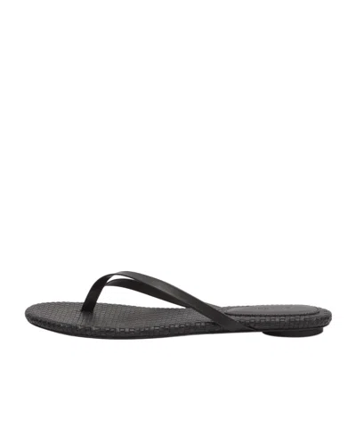 St Agni Round-toe Flat Sandals In Black