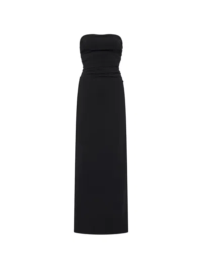 St Agni Ruched Strapless Maxi Dress In Black