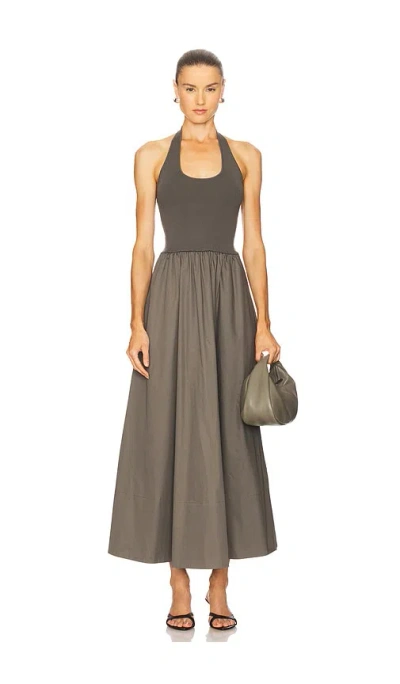 St Agni Halter Gathered Dress In Sand