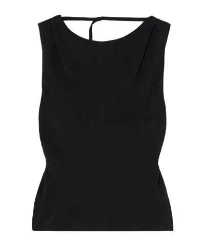 St Agni Sauerland Fine Ring Raw Fiber Blended Top In Black