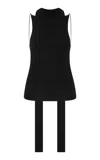 St Agni Scarf-detailed Knit Tank Top In Black