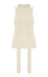 St Agni Scarf-detailed Knit Tank Top In Off-white