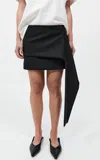 St Agni Scarf-detailed Wool-blend Mini Skirt In Black