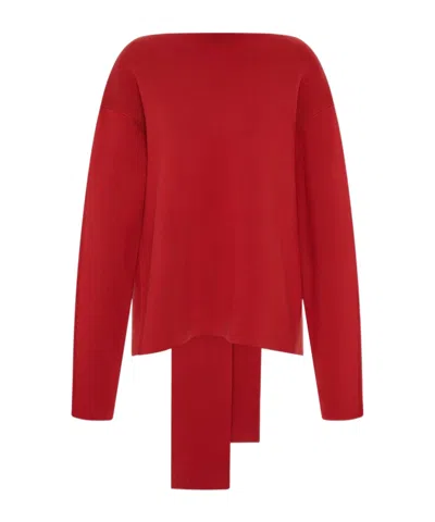 St Agni Red Milano Knit Scarf Sweater