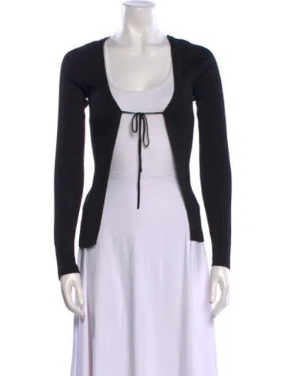 Pre-owned St Agni Scoop Neck Long Sleeve Crop Top In Black