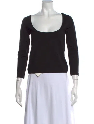 Pre-owned St Agni Scoop Neck Long Sleeve Top In Black