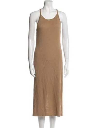 Pre-owned St Agni Scoop Neck Midi Length Dress In Neutral