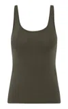 St Agni Scoop-neck Organic-cotton Tank Top In Khaki