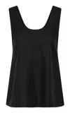 St Agni Scoop-neck Silk-twill Top In Black
