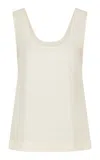 St Agni Scoop-neck Silk-twill Top In White