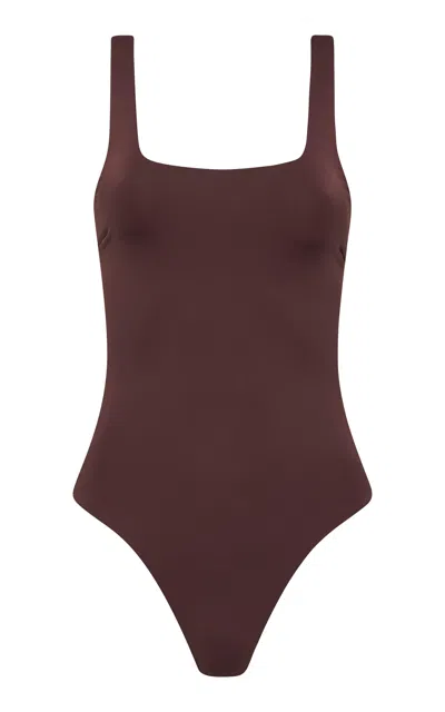 St Agni Scooped One-piece Swimsuit In Brown