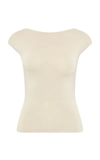 St Agni Sculpted Ballet Knit Top In Off-white