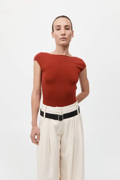 St Agni Sculpted Ballet Knit Top In Red