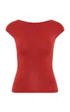 St Agni Sculpted Ballet Knit Top In Red