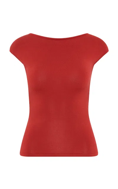 St Agni Sculpted Ballet Knit Top In Red