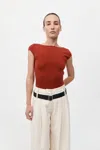 St Agni Sculpted Ballet Knit Top In Rosso