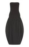 St Agni St. Agni Sculpted Balloon Cotton Dress In Black