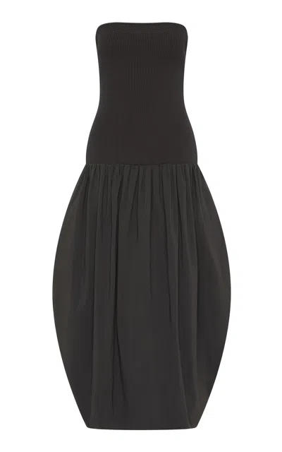 St Agni St. Agni Sculpted Balloon Cotton Dress In Black