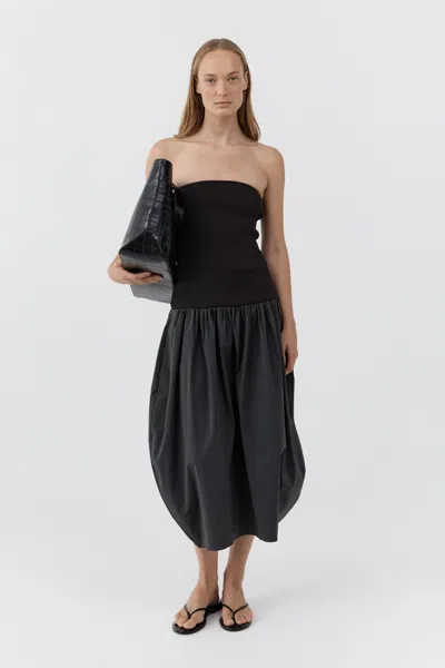 St Agni Sculpted Balloon Dress In Black