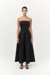St Agni Sculpted Cotton Strapless Dress In Black