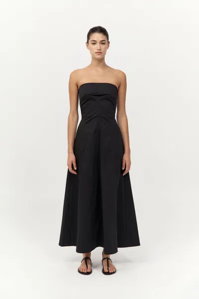 St Agni Sculpted Cotton Strapless Dress In Black