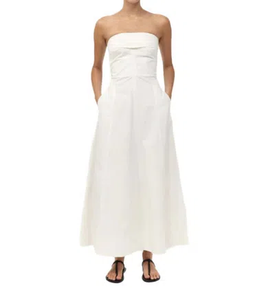 ST AGNI SCULPTED COTTON STRAPLESS DRESS IN MILK