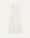 St Agni Sculpted Strapless Cotton Dress In White